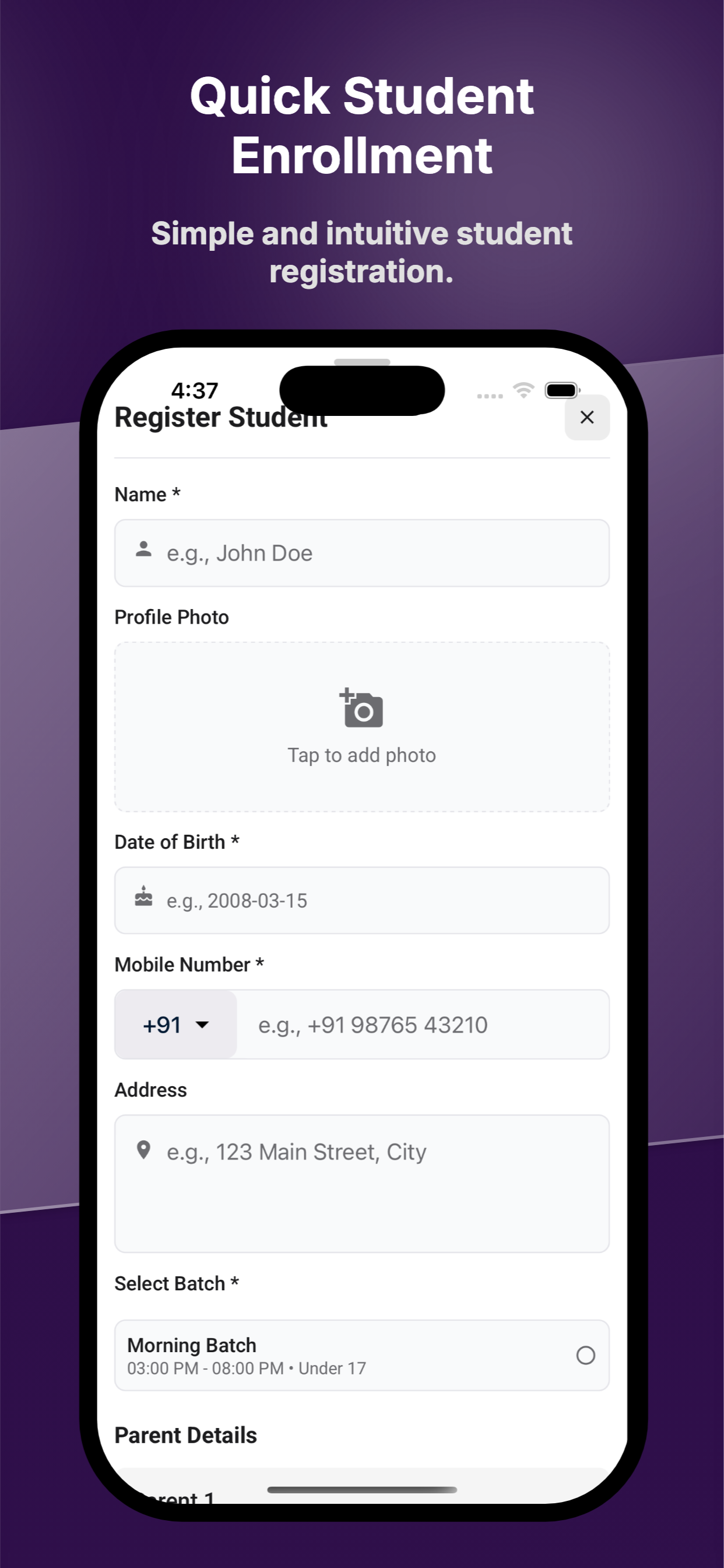 Quick Student Enrollment